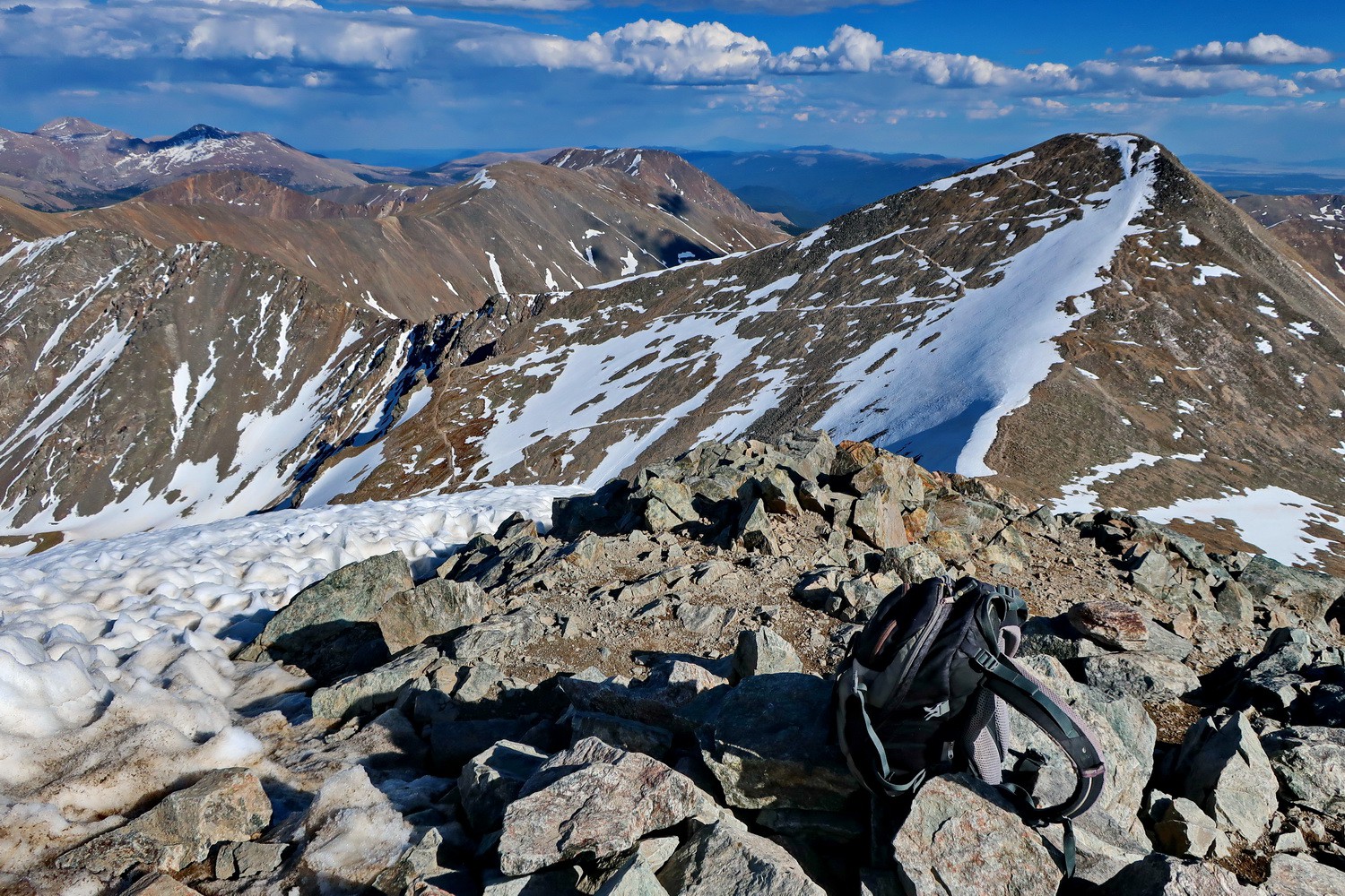 Summit of 4351 meters high Torreys Peak with Greys Peak on the the right. Both are the tallest mountains of the Front Range.